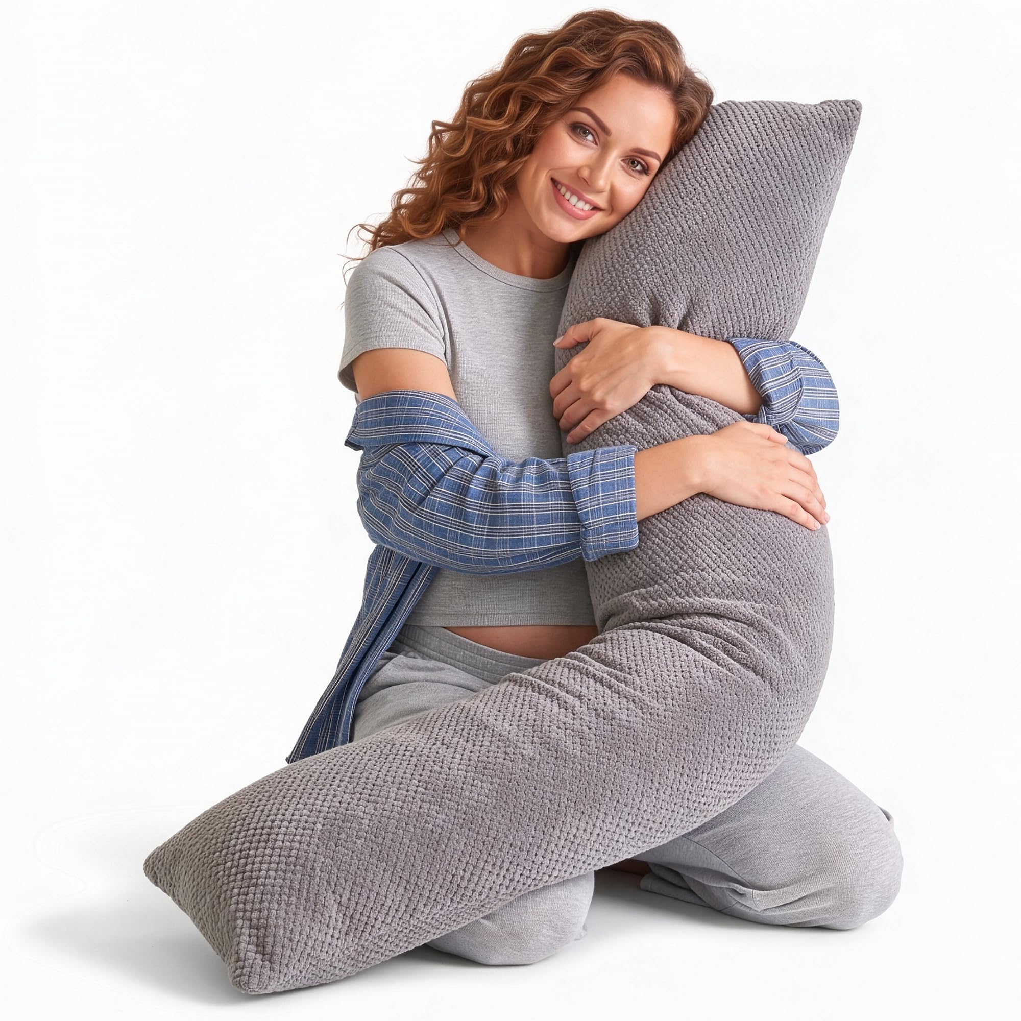 Traumreiter Visco Switch Seitenschläferkissen 40 x 140 cm – Wendekissen fest/weich, höhenverstellbar, Memory Foam & Watte, Body Pillow langes Kopfkissen Körperkissen, Schwangerschaftskissen mit Bezug