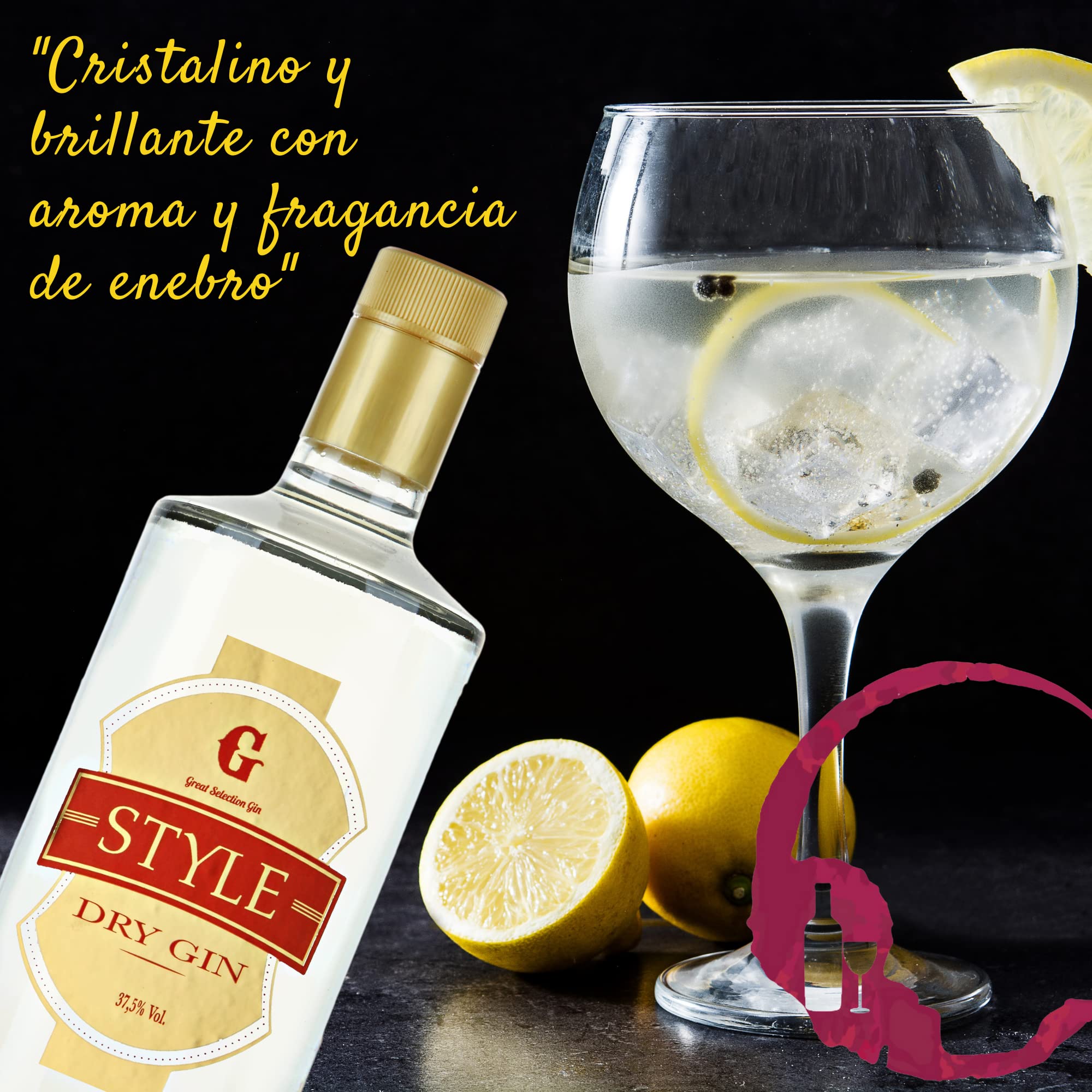 Ginebra Premium Elaborada en Rioja - Lote 6 botellas 70cl - Graduación 37,5% - Ginebra G-STYLE Premium - Destilada con Bayas de Enebro
