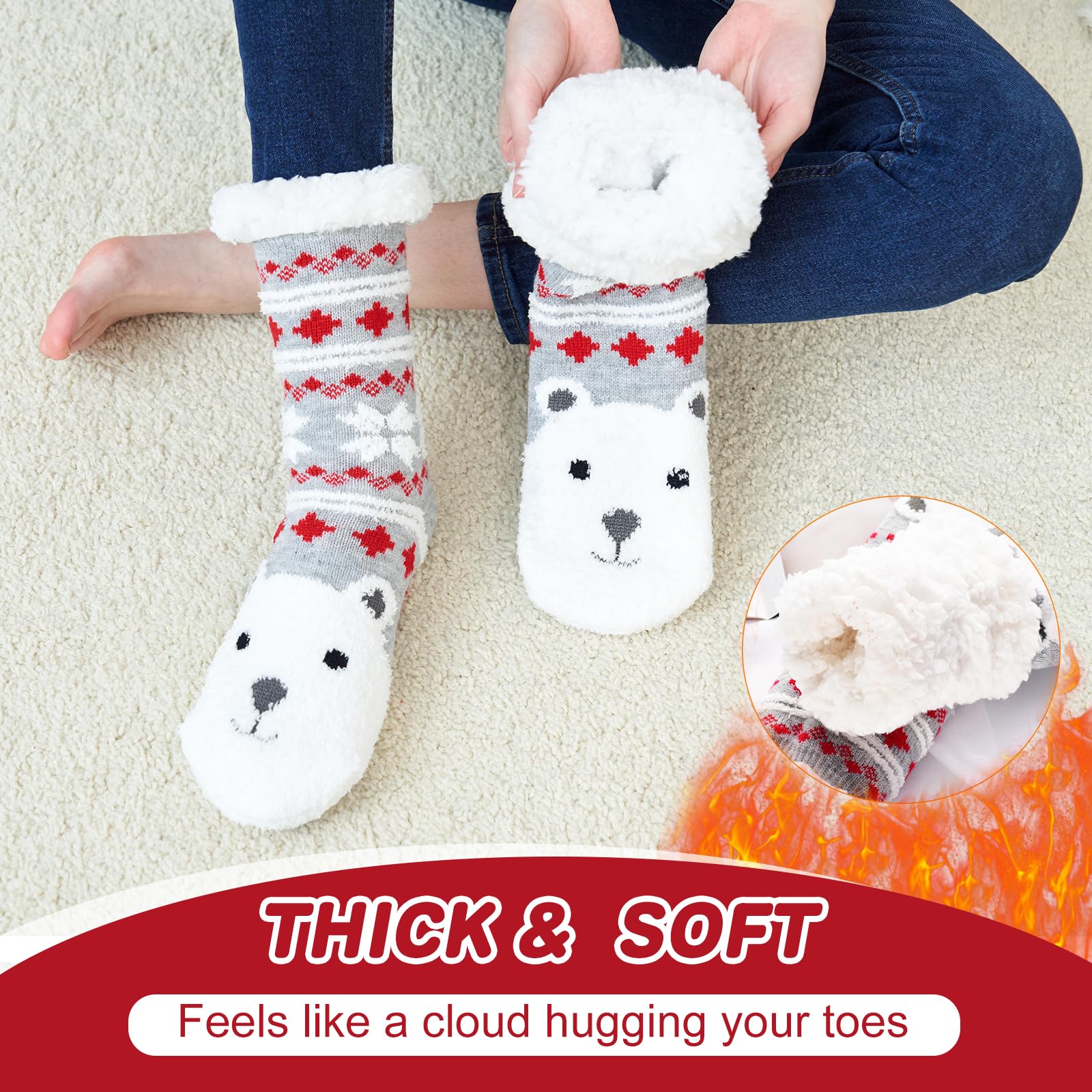 Calcetines Mujer Antideslizantes, Muy Suaves y Cálidos, Calcetines Mujer Invierno de Punto Para Estar por Casa Ropa Mujer Invierno, Regalos Para Mujer Adolescentes