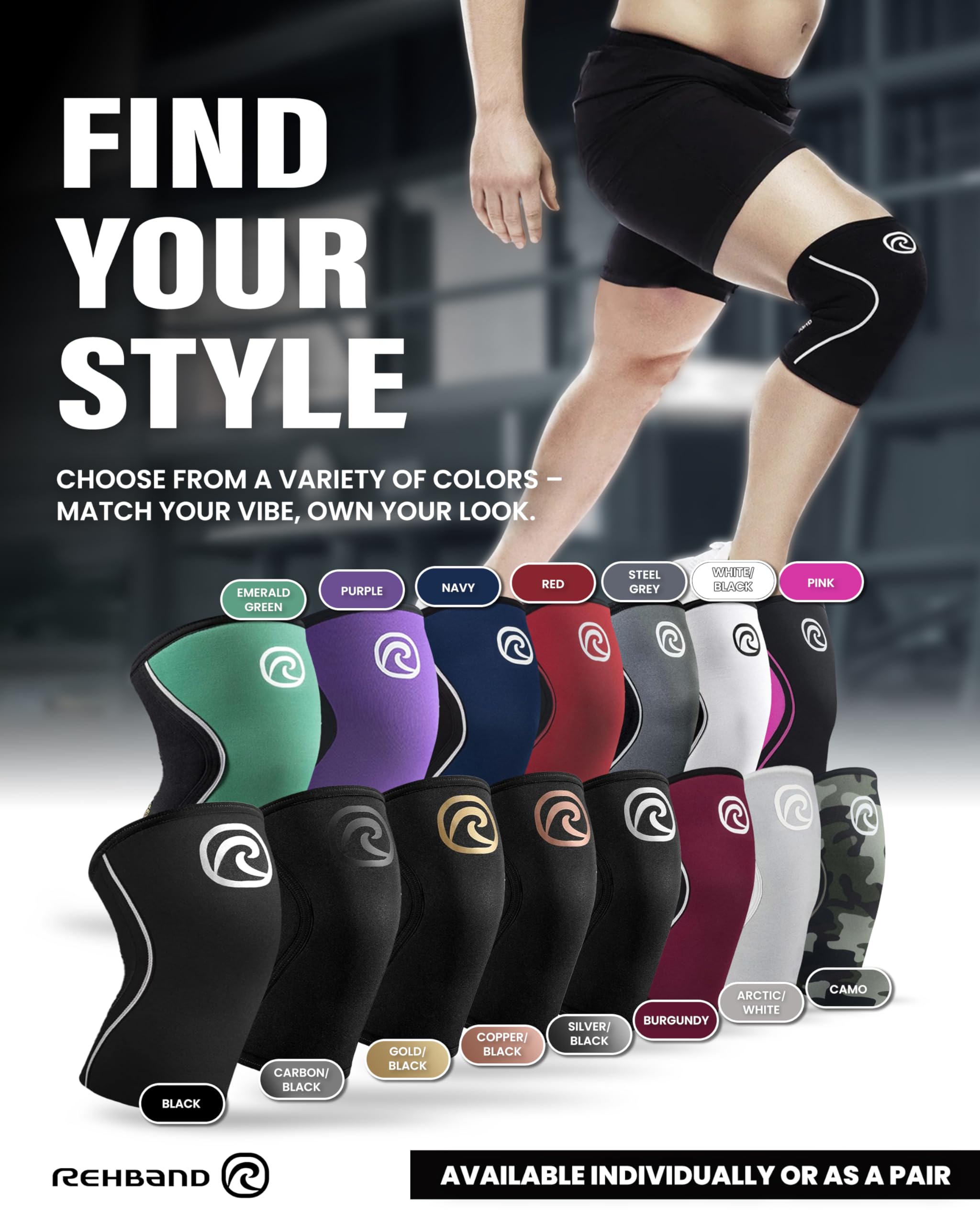 Rehband Genouillère en néoprène de 5 mm pour soutenir les genoux - Stabilise les articulations et les muscles - Idéal pour le sport la musculation