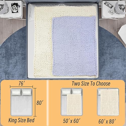 Miniatura 2 de Good Haus Manta de punto trenzado grueso de felpilla suave, cálida y acogedora hecha a mano con nudo de cuerda para sofá, decoración del hogar