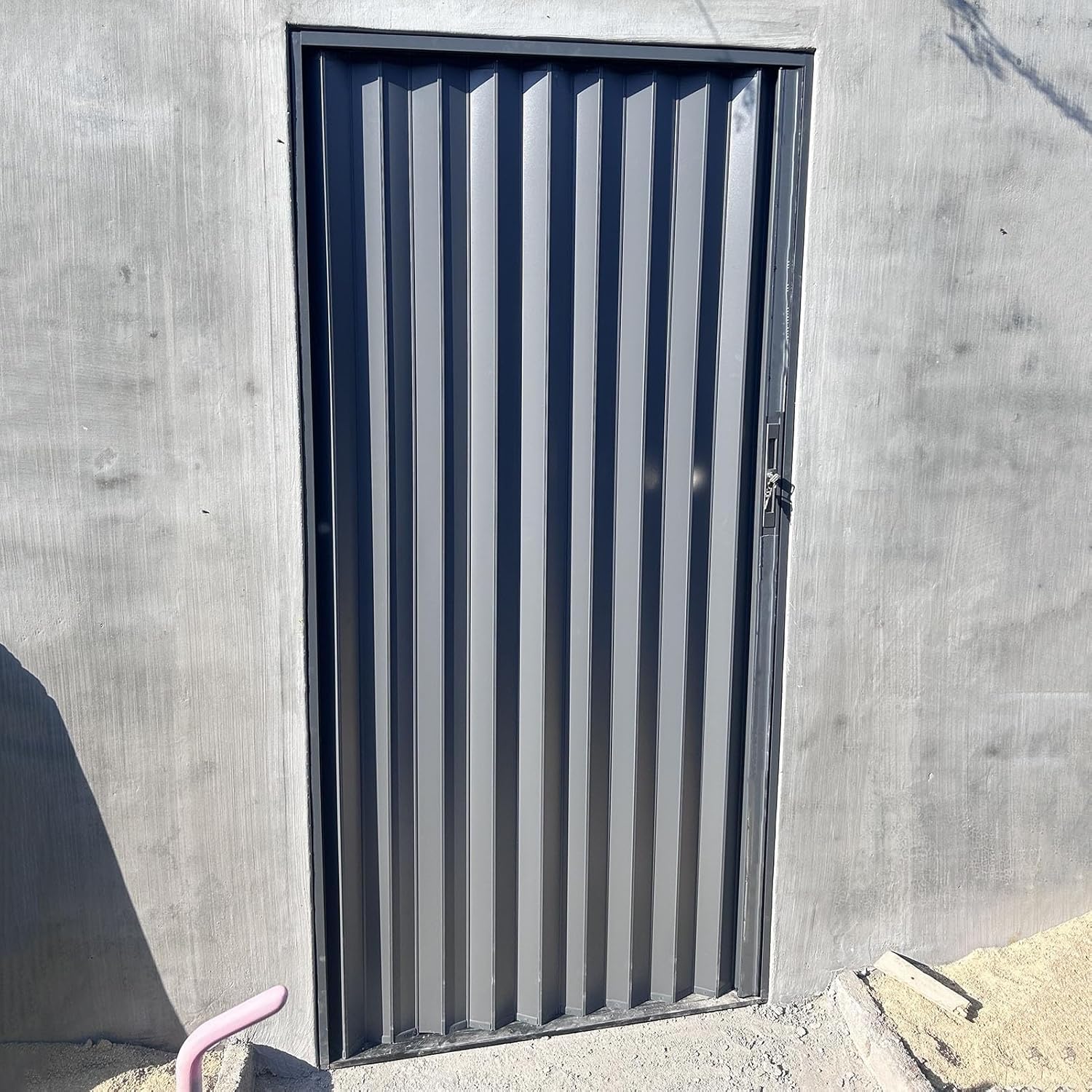 Durable Accordion Door Barn Gate, 75x80in Blackout Sliding Metal Panels with Lock, Magnetic Outdoor Folding Doors, Easy Install for Yard & Patio Use