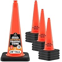 Vista 67 de Xpose Safety Cono de tráfico verde lima de 28 pulgadas, paquete de 4, cono de seguridad de PVC de alta calidad para estacionamiento, precaución