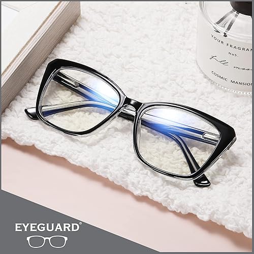 Miniatura 6 de EYEGUARD Lentes de lectura con luz azul para mujer, TR90, lentes de computadora con diseño de ojo de gato, a la moda, con bisagra de resorte