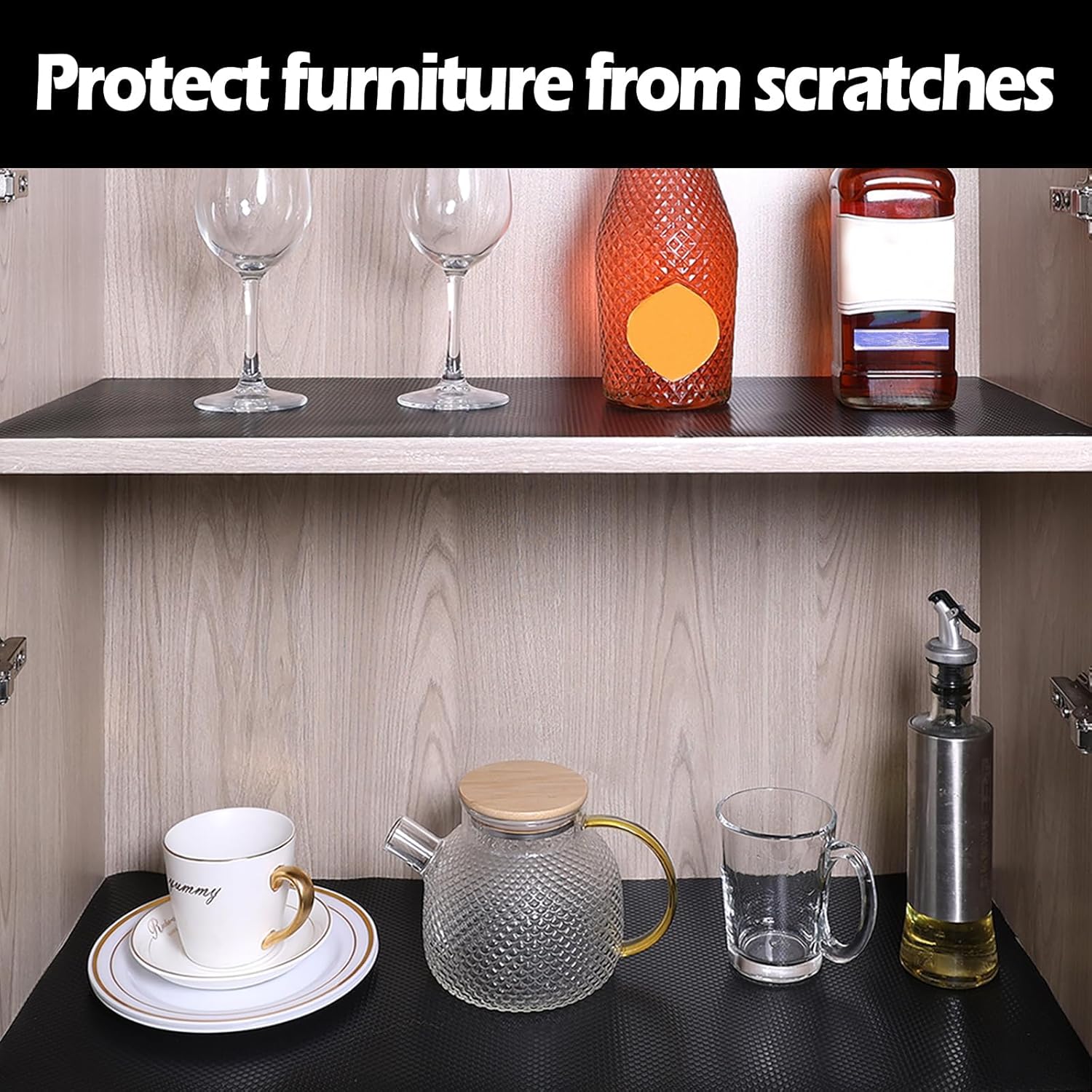 Black Wire Shelf Liner: Thick Pantry Shelves Liner 18" W x 120" L Roll - Waterproof Easy to Cut Kitchen Shelving Mat for Cabinet Drawer