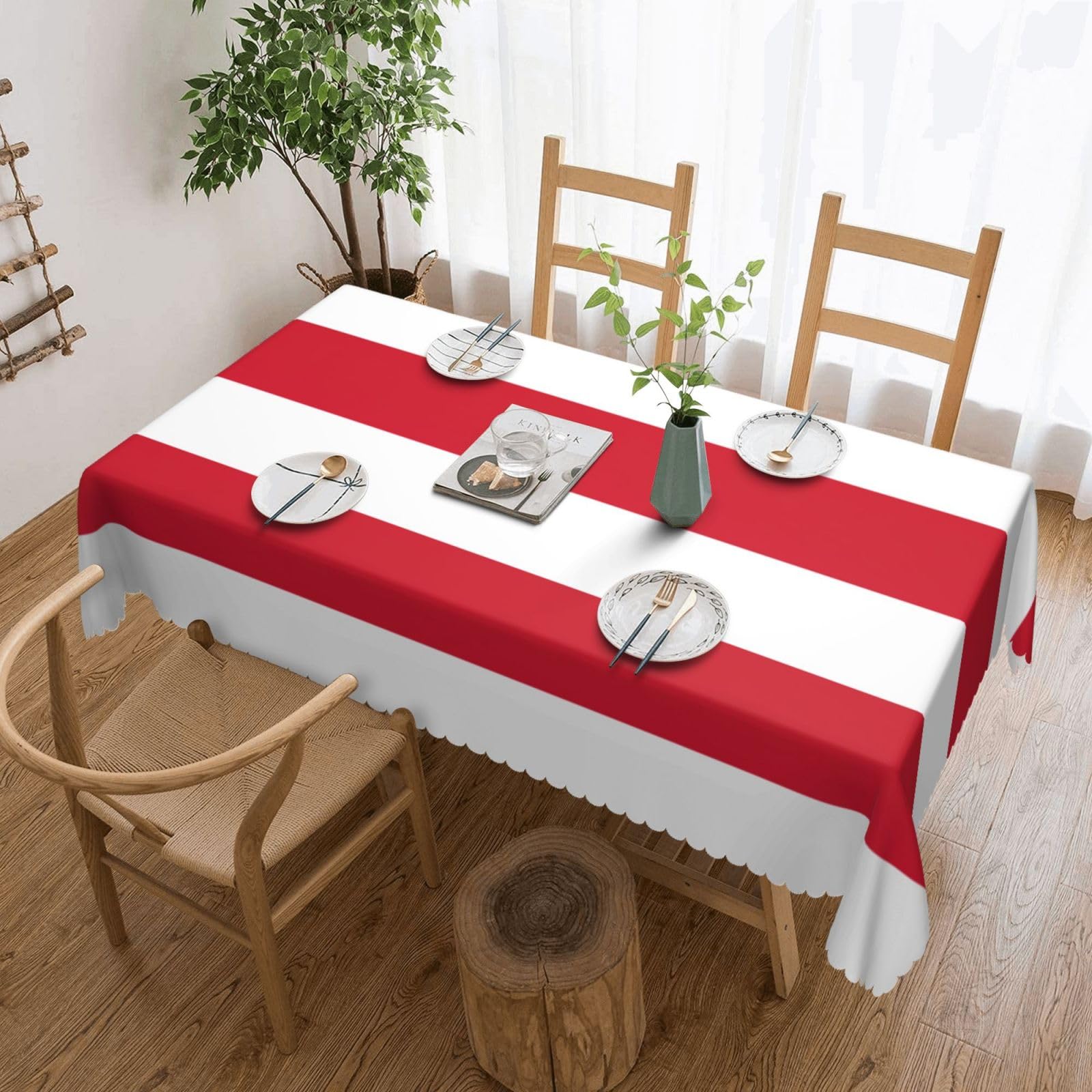 Nappe rectangulaire drapeau de Monaco en tissu imprimé pour grand dîner