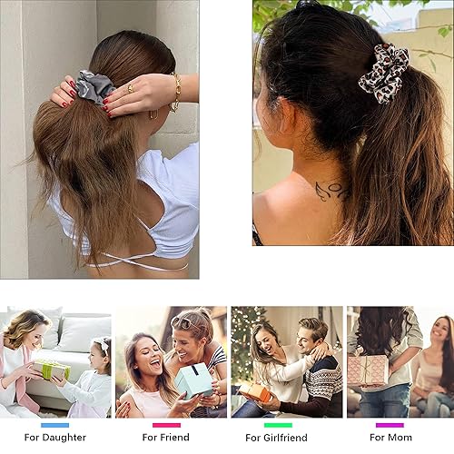 Vista 47 de Scrunchies - Bandas elásticas para el cabello, bandas elásticas para el cabello, paquete de accesorios neutros para el cabello, para mujeres y niñas