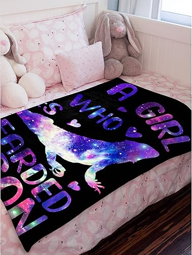 Miniatura 3 de Manta con texto en inglés Just A Girl Who Loves Bearded Dragon, Dinoasur, regalo para niños y niñas, bonita decoración de animales, manta de franela