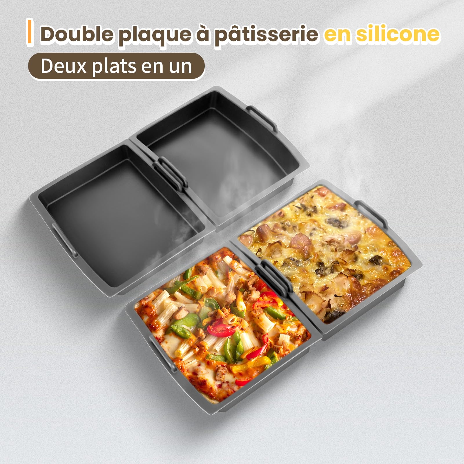 2 Pièces Séparateurs de Cuisson compatible avec Tefal OptiGrill XL, Elite XL, Plus + XL, Elite Plus XL, plat de cuisson moule accessoire pour Tefal Optigrill, 2 x insert de plat de cuisson en silicone