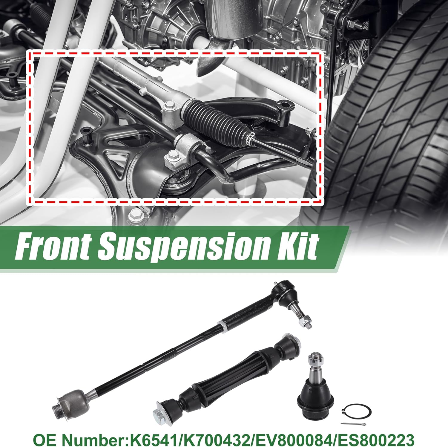 X AUTOHAUX 8pcs Front Suspension Kit Inner Outer Tie Rod End Front Sway Bar Link Lower Ball Joint for Cadillac Escalade for Cadillac Escalade ESV No.K6541/K700432/EV800084/ES800223