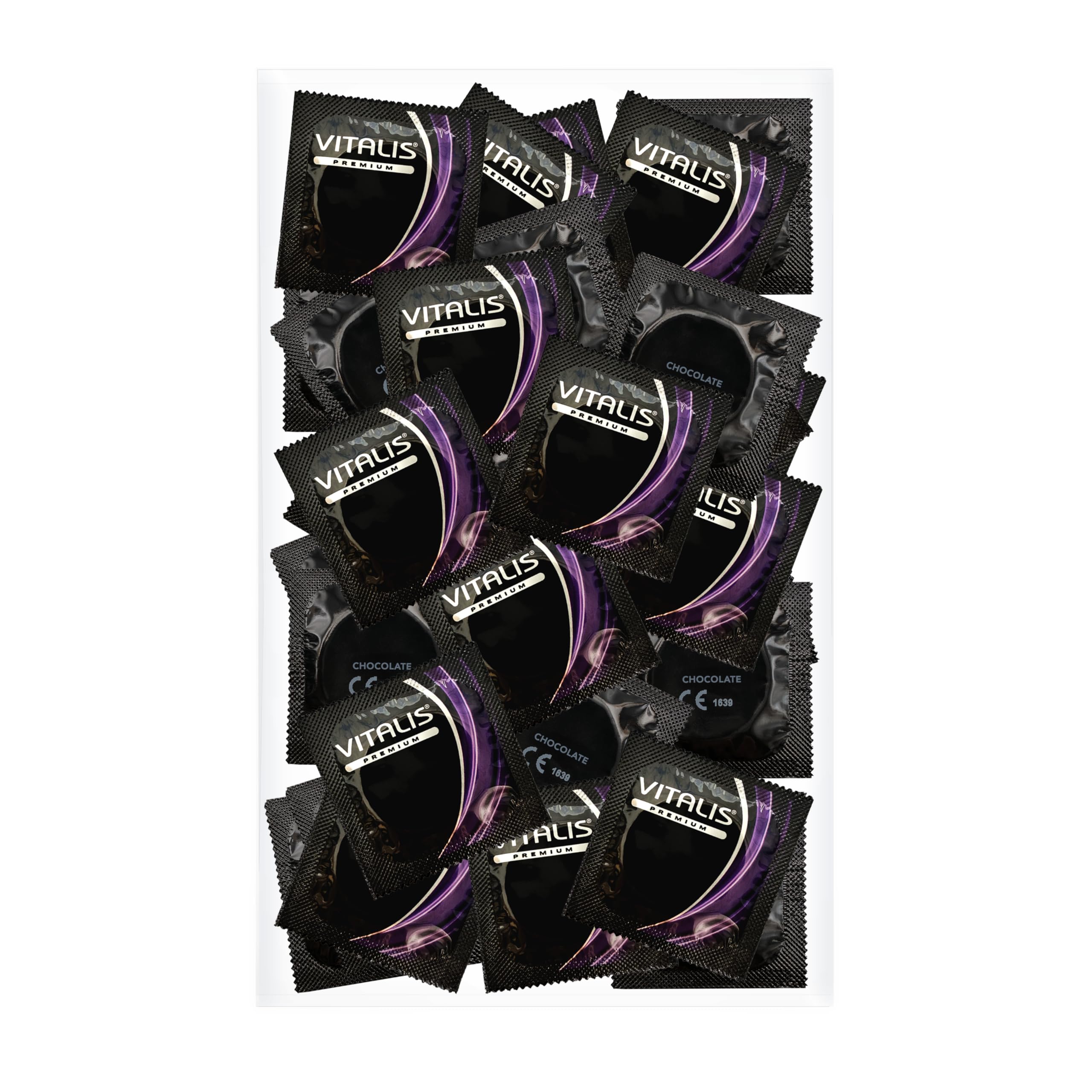 Vitalis Premium Chocolate 100 Black Condoms for Oral Sex - with Chocolate Flavor