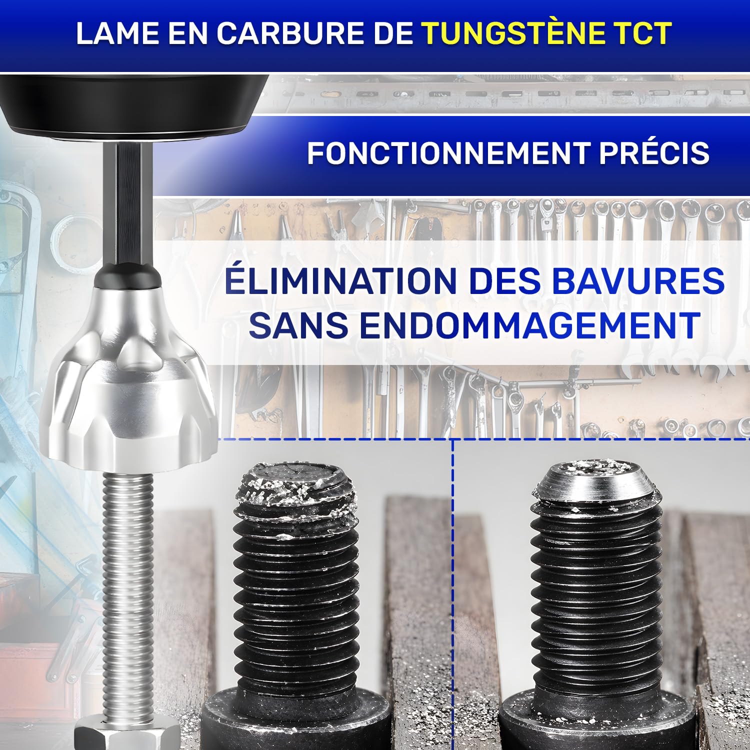 Outil Ébavurage à Chanfreiner Plage 1/4” HEX de Travail 3 mm - 19 mm - Convient pour Acier Inoxydable Acier Trempé le Cuivre le Laiton Aluminium la Fibre de Verre le Bois - MONTERAL
