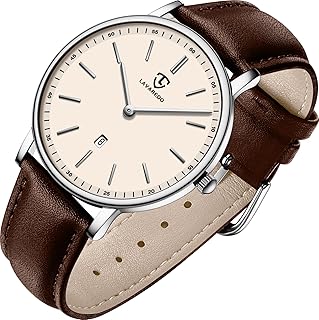 Reloj, Reloj para Hombre, Reloj de Pulsera Minimalista de Moda Simple Analógico con Fecha y Correa de Cuero