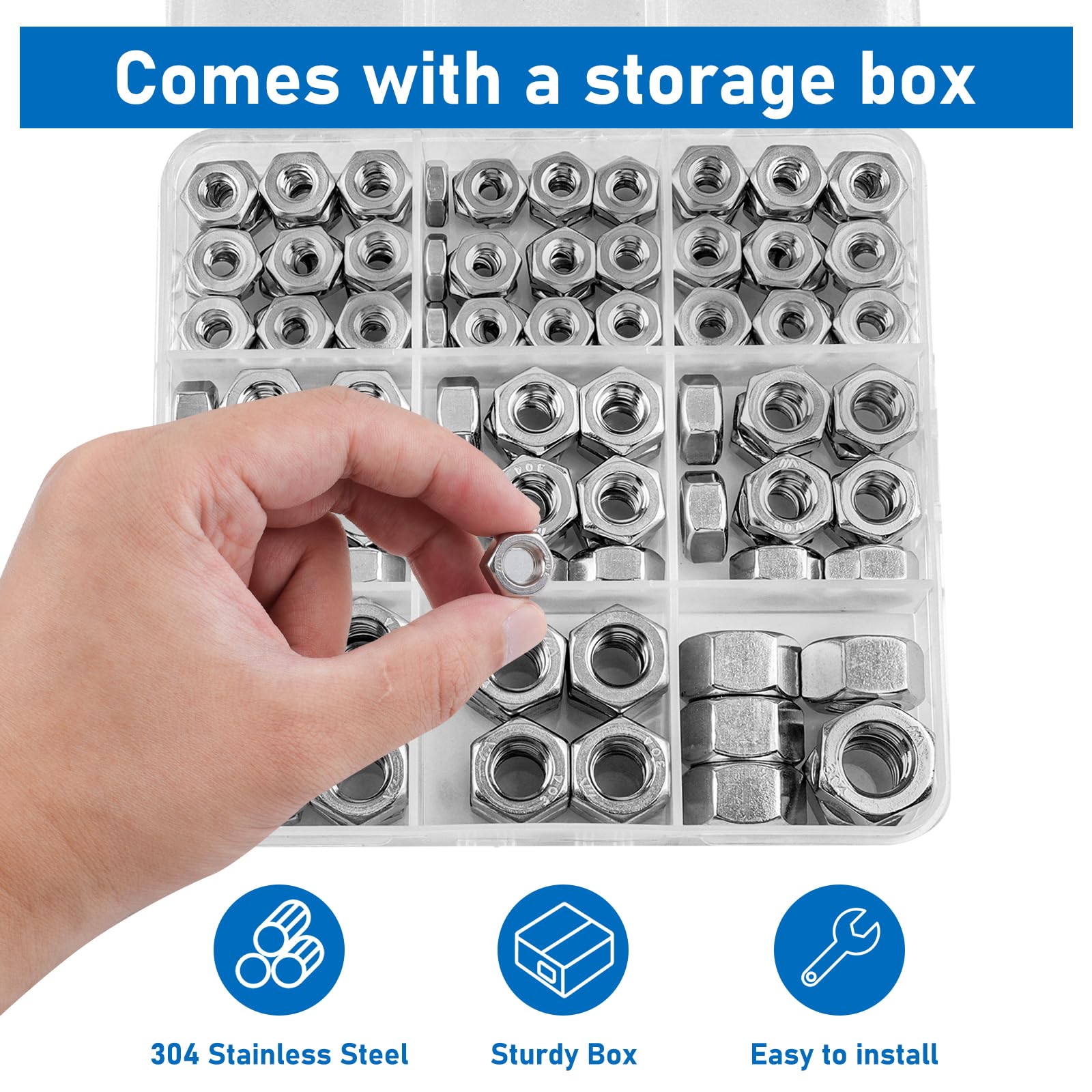 Stainless Steel Hex Nuts - 178 Pack -7 Stainless Steel Hex Nuts - 178 Pack -7