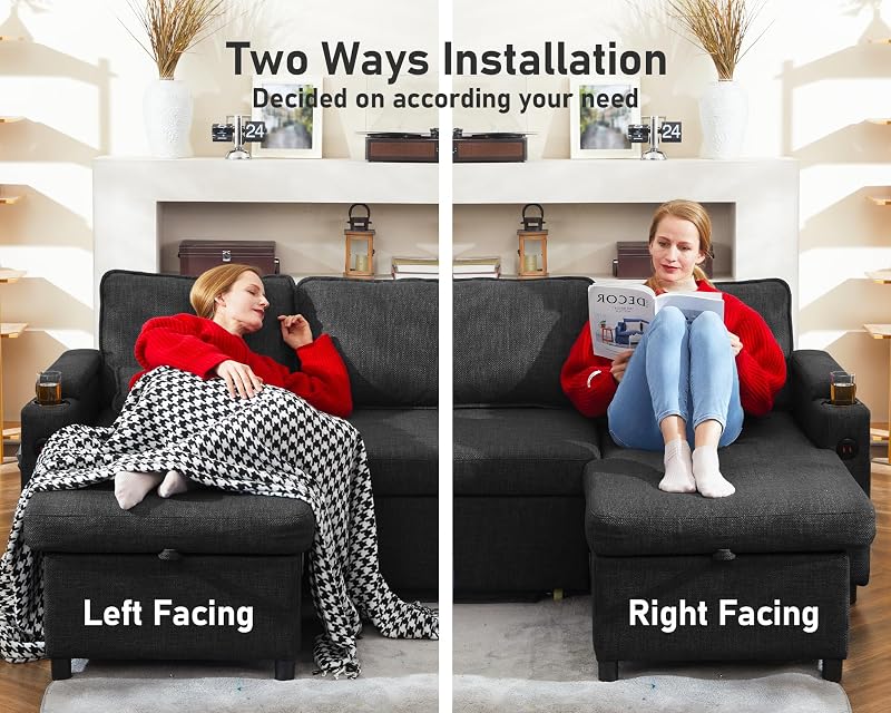 Sofa Bed Pull Out 2 in 1 Sectional Sleeper Sofa L Shaped Couch with Storage image 6