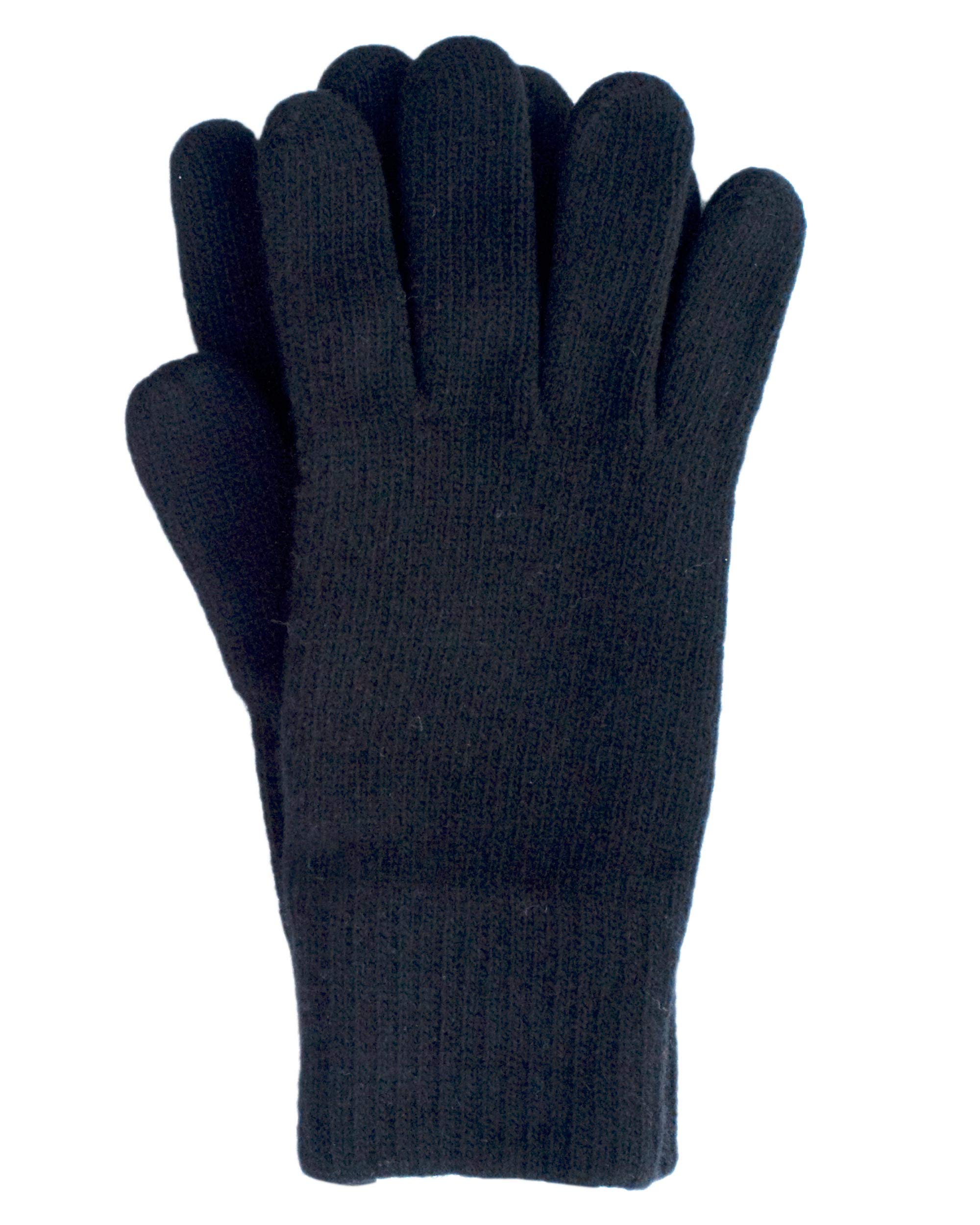 FosterNatur, Merino Men's Gloves Finger Gloves 100% Wool Merino Extra Fine, black, 9 UK