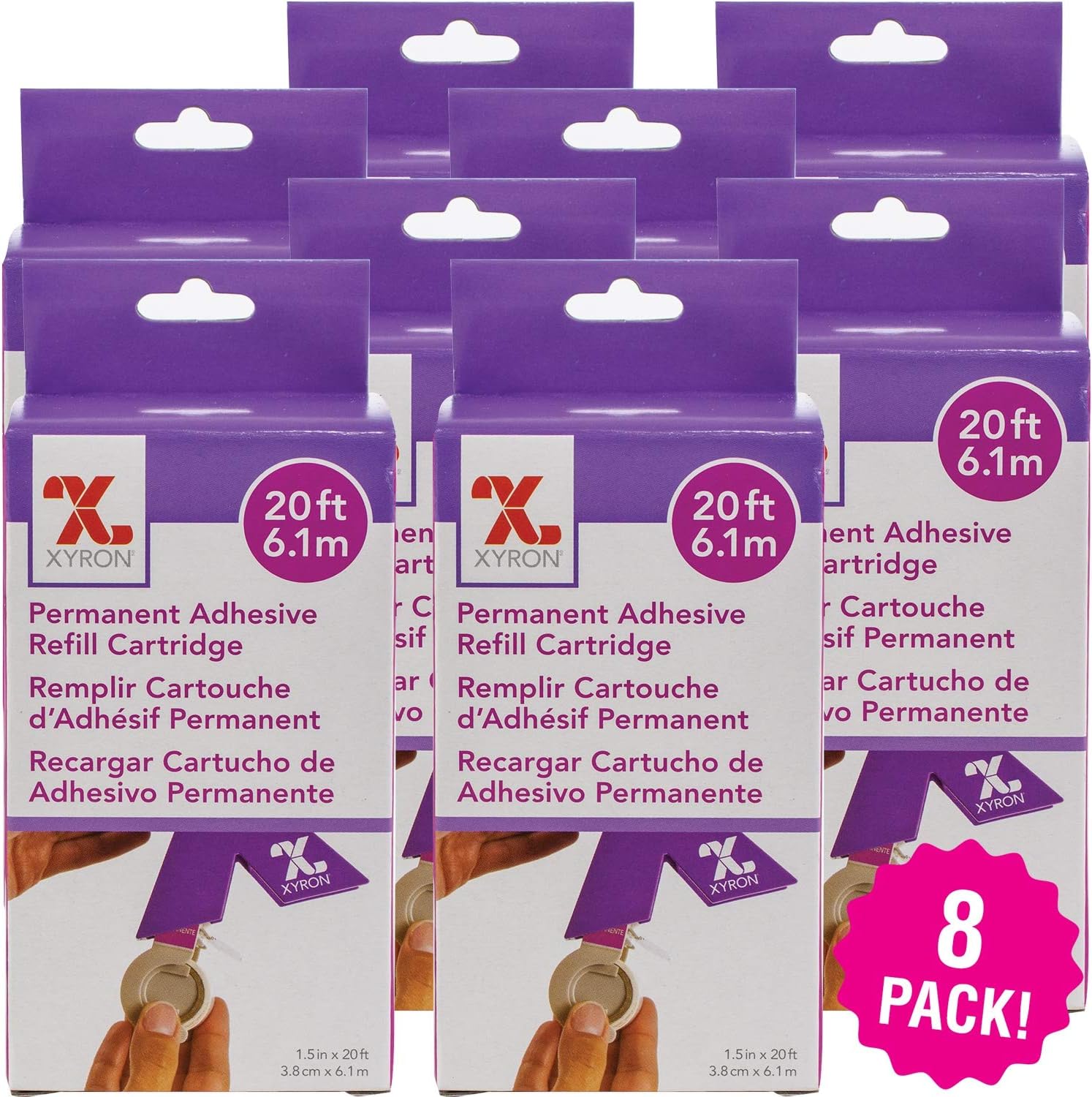 150 Refill Cartridge 8/Pkg, 1.5"X20' Permanent 8 Pack