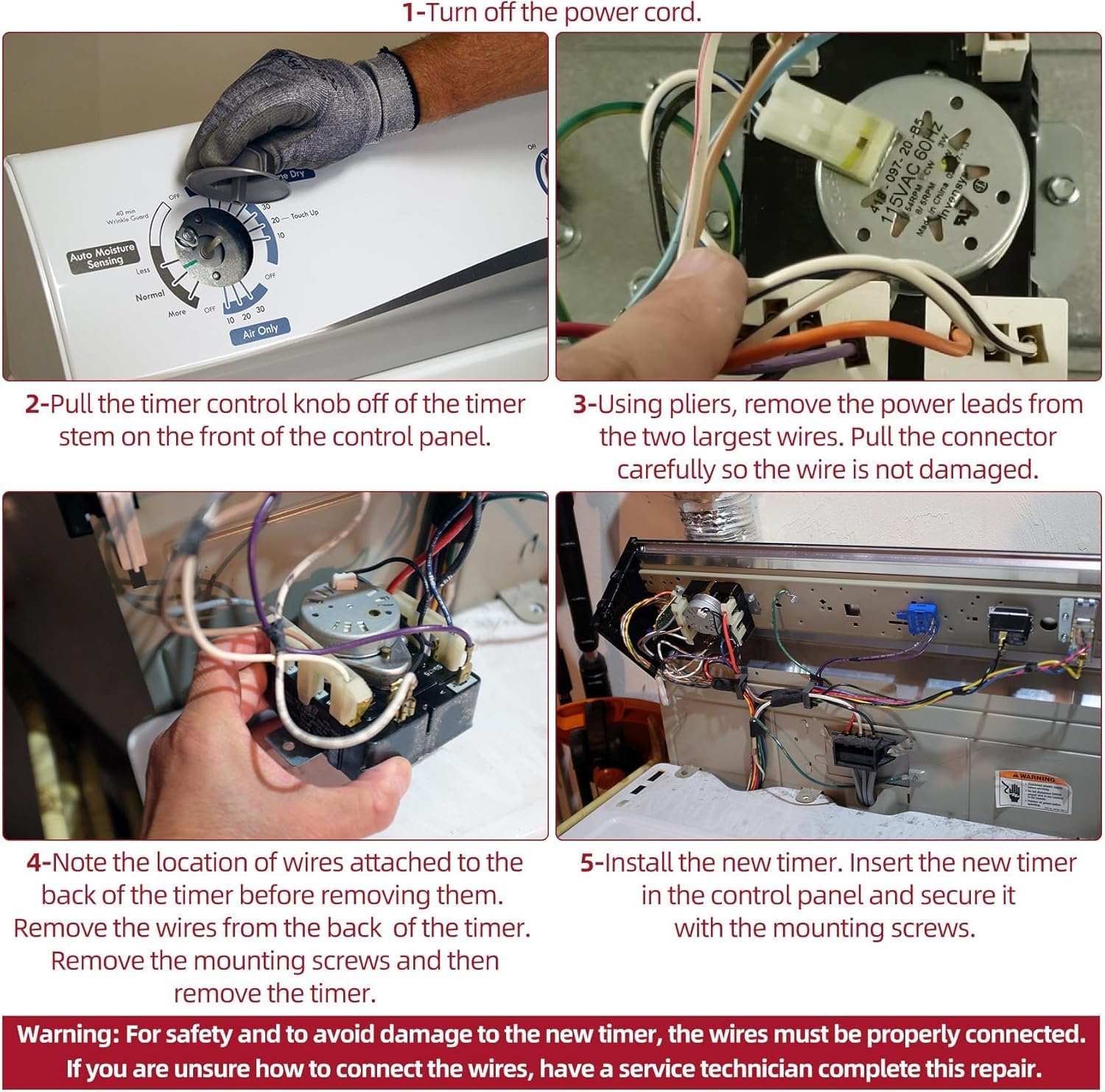 W10185981 Dryer Timer Replacement for MGDC215EW0 MGDC215EW1 MGDC300BW0 WPW10185981 1481704 AP6016540 PS11749830 EAP11749830