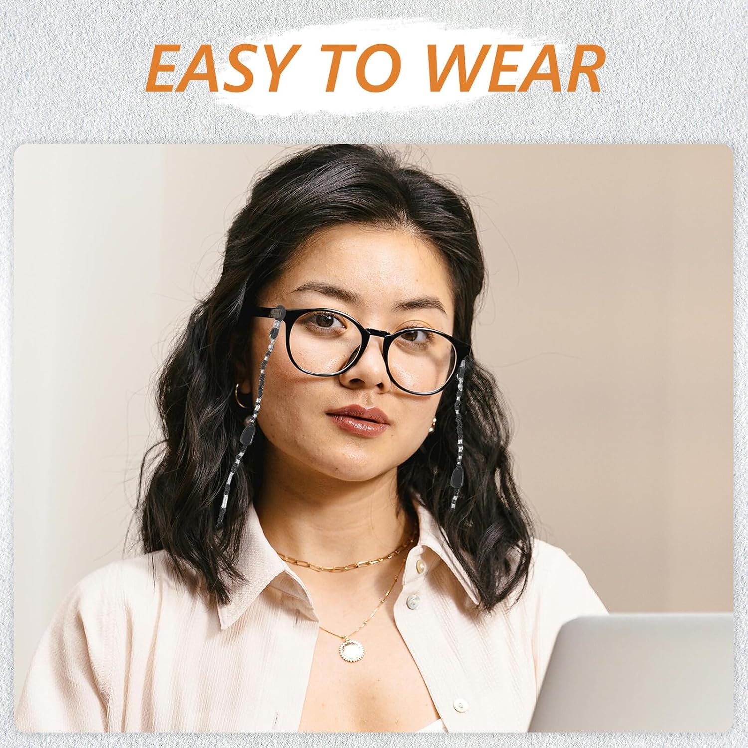 Yardwe Handmade Retro Glasses Chain with Glass Beads Black Eyeglass Holder around Neck Sunglasses Hanging Rope for Women Men