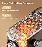 Vista 5 de Máquina de café expreso con espumador de leche, cafetera de espresso a presión de 20 bares, con tanque extraíble de 44 onzas, cafetera compacta