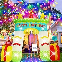 Vista 9 de Pastel de cumpleaños inflable de 4 pies con velas, luces LED integradas, adecuado para decoración de interiores, exteriores, patio, césped