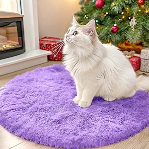 OLANLY Purple Round Rugs for Bedroom - Machine Washable, 2 ft Circle Area Rugs for Living Room, Soft and Fluffy Shaggy Carpet for Teen Girls and Boys, Nursery Rooms, Dorms, Home Decor Aesthetic