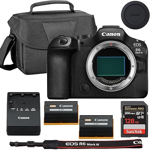 Canon EOS R6 Mark III Mirrorless Camera (Body Only) Bundle + Canon LP-E6 Battery + 128GB Extreme Memory & Camera Case