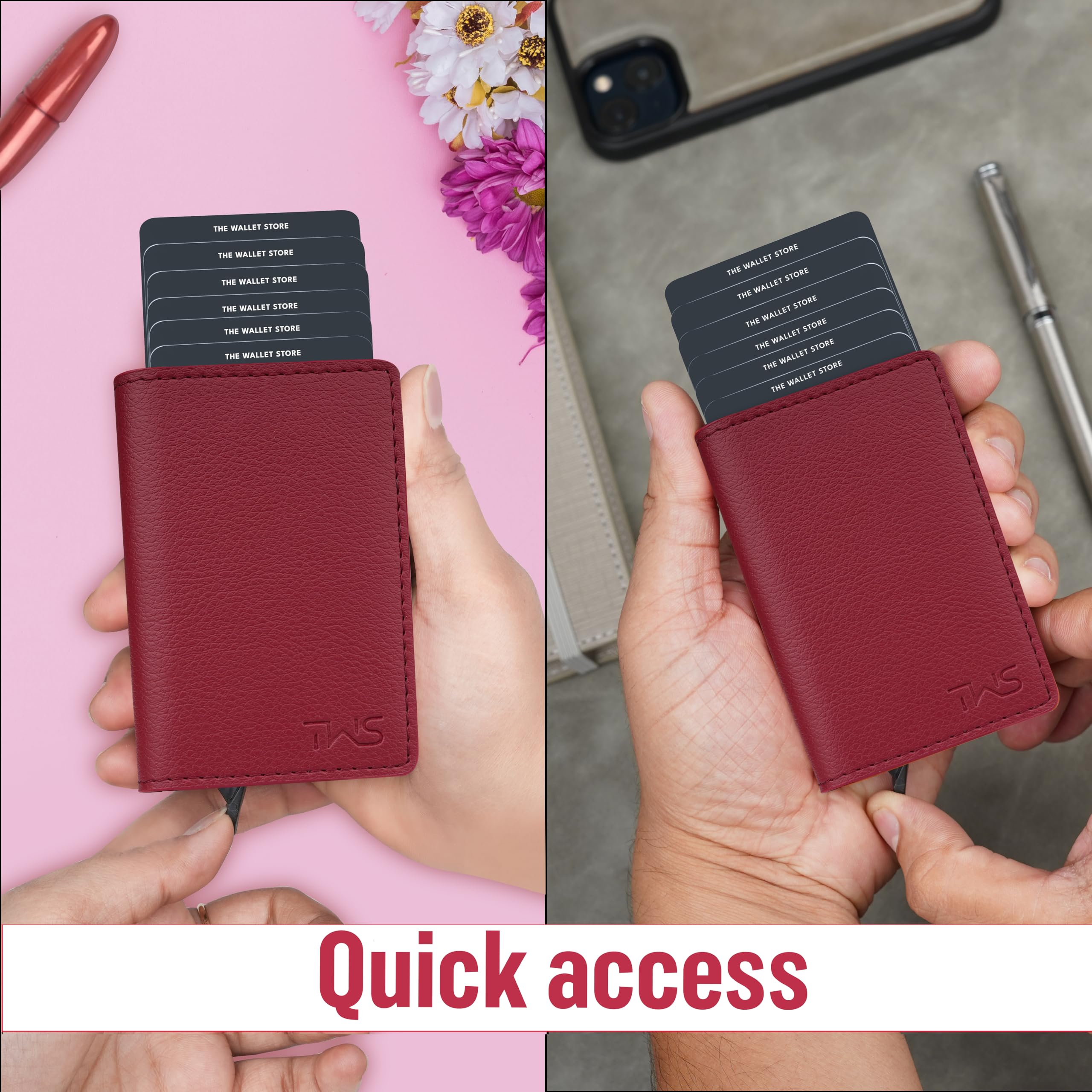 The Wallet Store Vivid Vault RFID Protected Metal Cardholder - Maroon