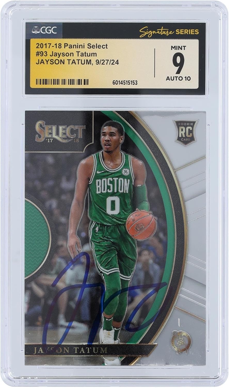Jayson Tatum Boston Celtics Autographed 2017-18 Panini Select #93 CGC Fanatics Witnessed Authenticated 9/10 Rookie Card - Basketball Slabbed Autographed Rookie Cards
