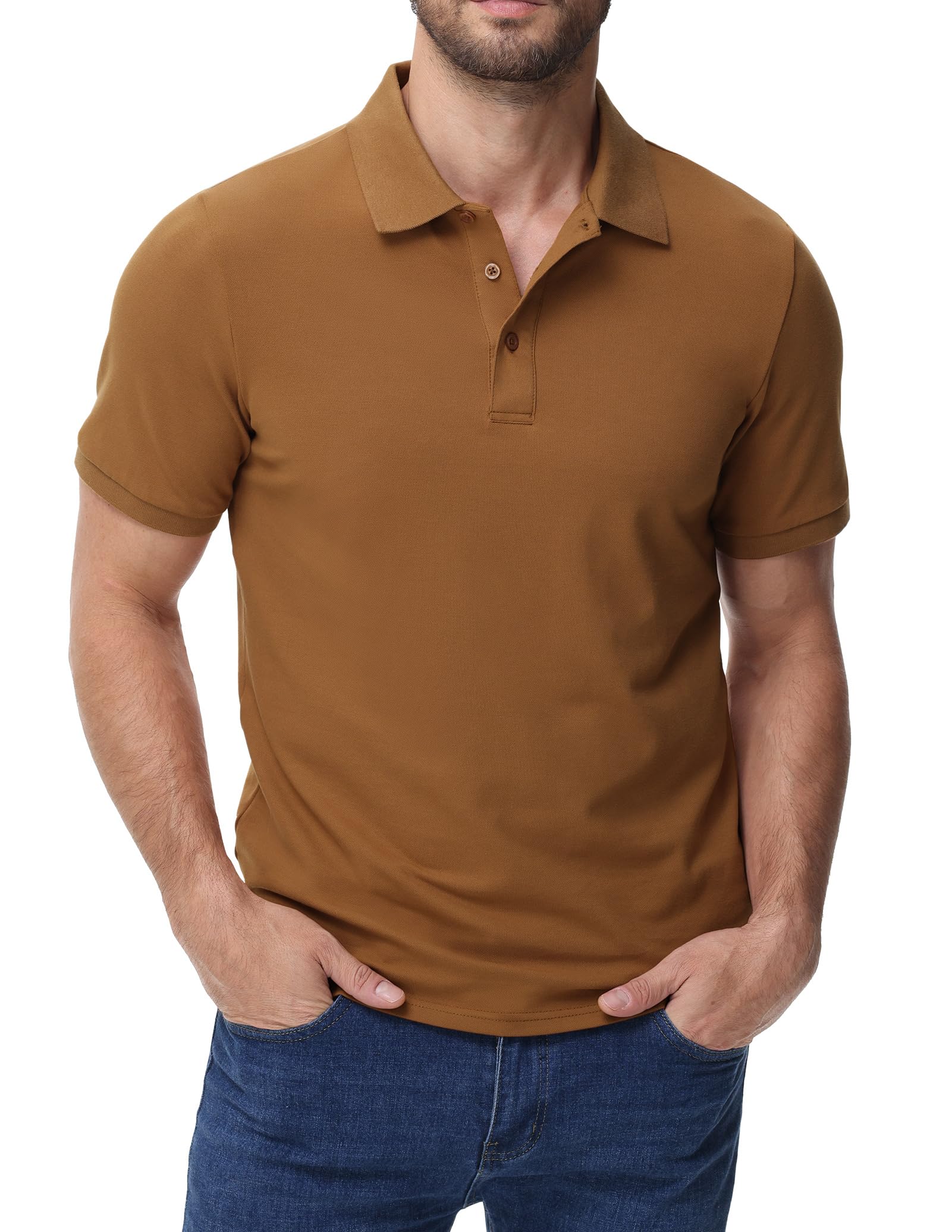 MIER Men's Cotton Pique Polo Shirts, Short Sleeve Golf Work Casual Tops