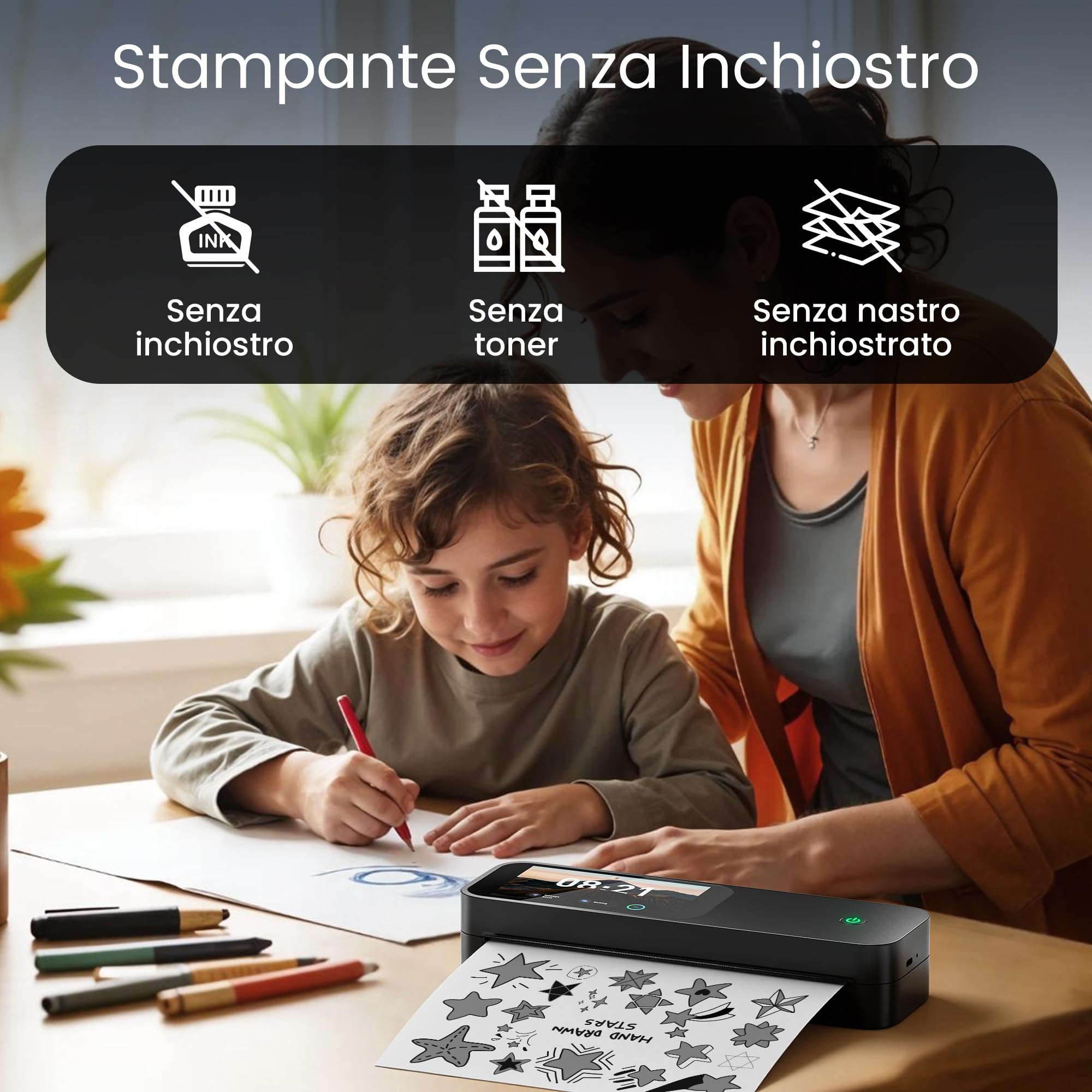 Phomemo Stampante Termica Portatile A4 Kit, 5'' Schermo Tattile, 3500mAh