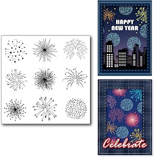 Arrietty Different Types of Fireworks Clear Stamps for New Year Card Making Decoration, Celebrate Fireworks Silicone Transparent Seal Stamps for DIY Scrapbooking Album Decor Crafts