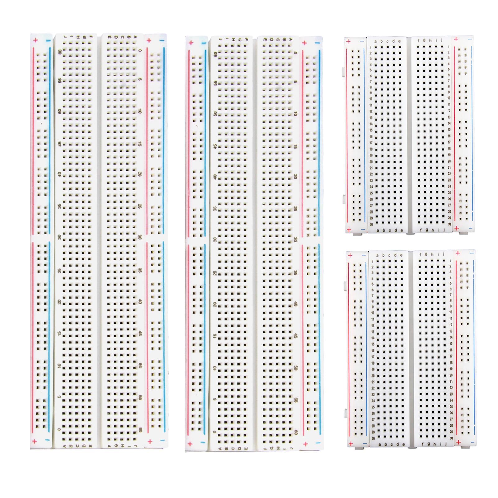 Set di 4 breadboard, kit di prototipi di circuiti PCB, senza saldatura, 2x830 punti e 2x400 punti, compatibile con progetti fai da te Arduino, Raspberry Pi 2/3/4/5, distribuzione Proto Shield - Blocch