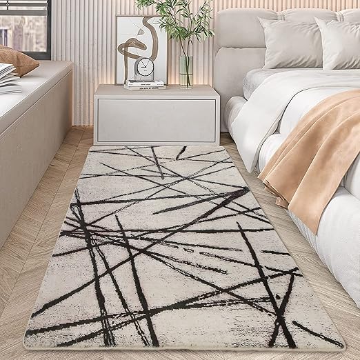 Leesentec Area Rugs Soft Modern Rug Carpet Geometric Stripe Rug Non