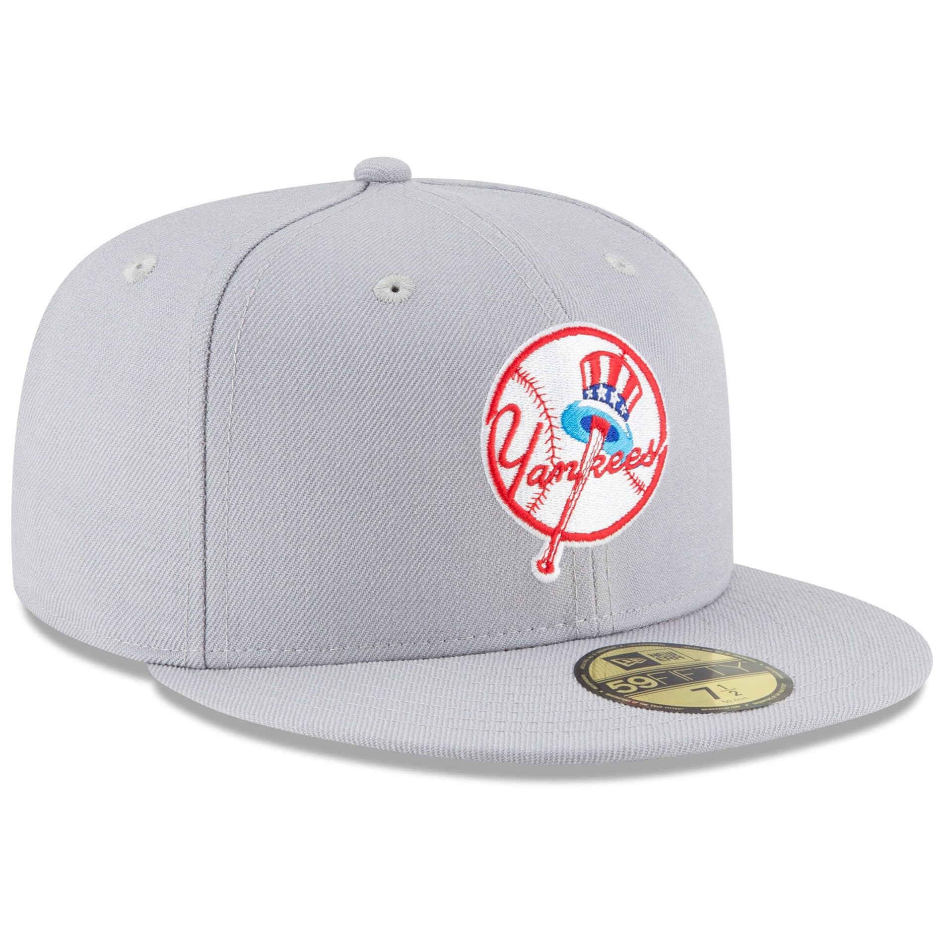 New Era MLB 59FIFTY Baseballkappe, New York Yankees, Team-Farbe, Cooperstown-Logo, authentische Kollektion, aufgesetzt, Grau