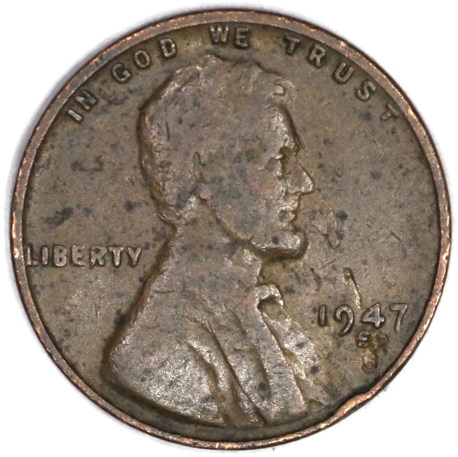 1947 S Lincoln Wheat Lamination Error Obverse Penny Good at Amazon's