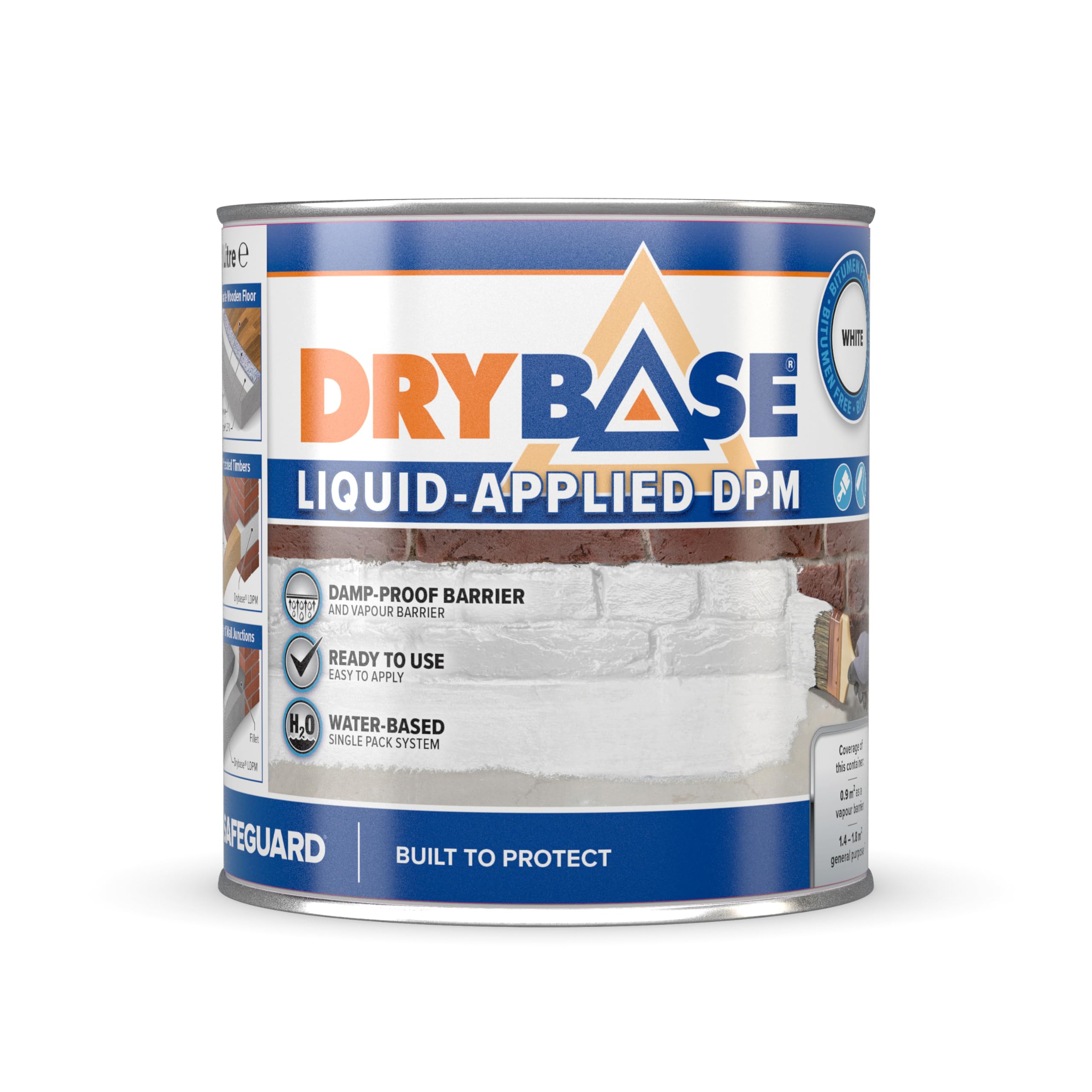 Liquid Damp Proof Membrane (1 Litre, White) - Damp Proofing Paint for Internal Walls and Floors. Waterproof Paint