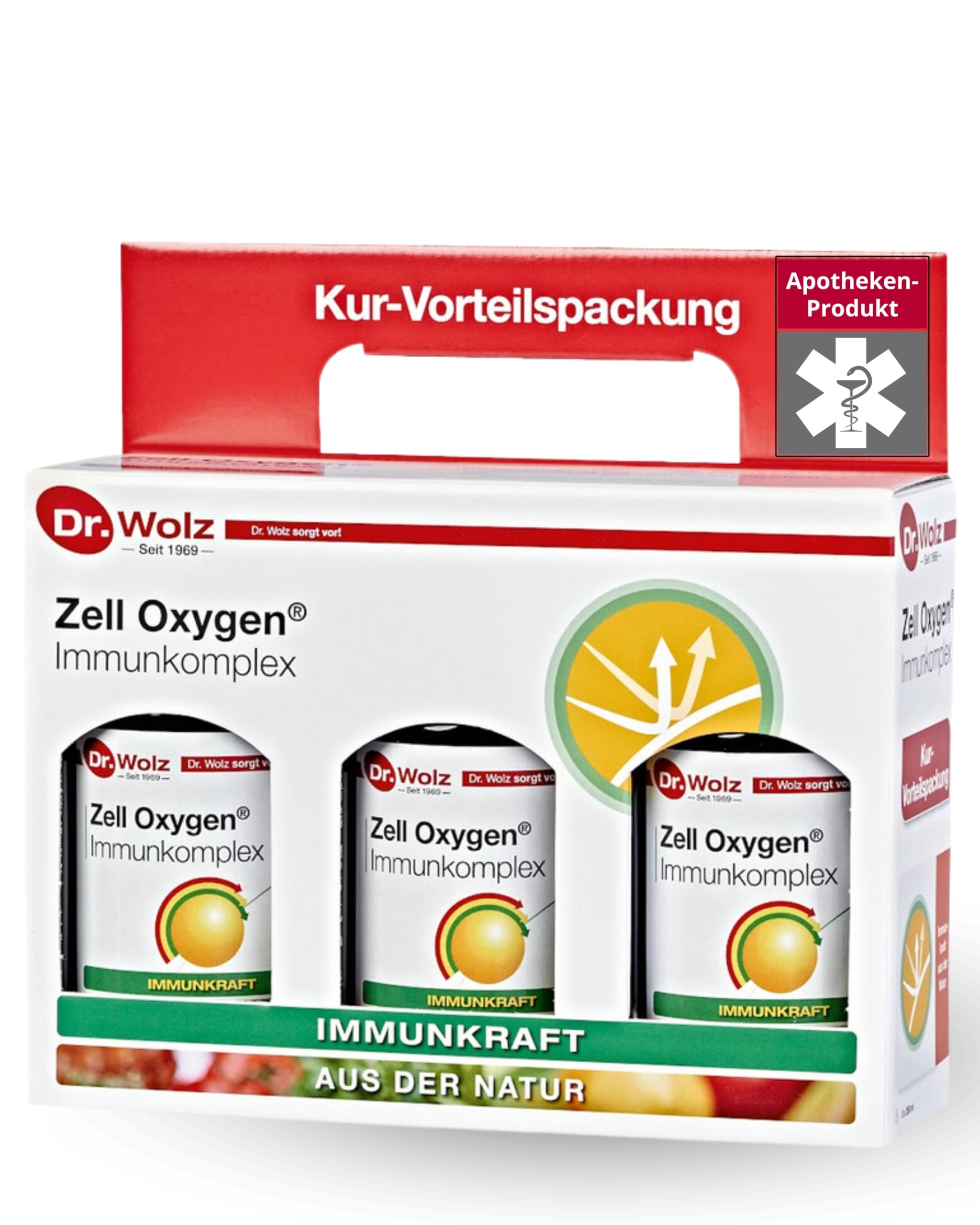 Dr. Wolz Zell Oxygen® Immunkomplex* 3x 250 ml - Konzentrat mit natürlichen Enzym-Hefezellen Dr. Wolz® - Komplex für Immunsystem* - Vitamine, Mineralstoffe & Spurenelemente - Immun-Kur