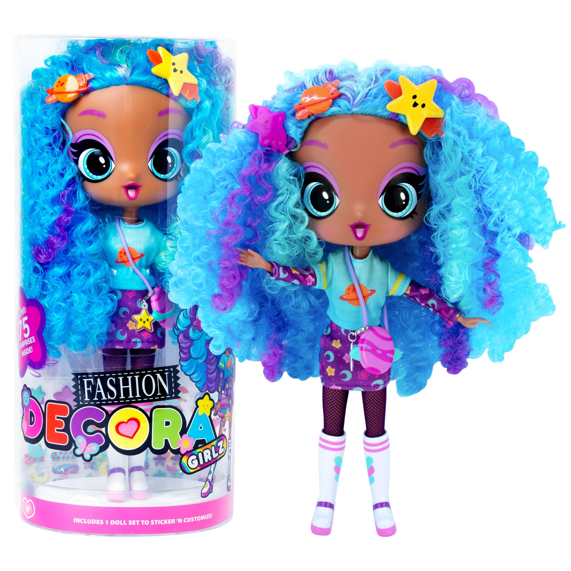 Decora Girlz | Sticker ‘n’ Style 11" Collectable Fashion Doll - Celestia | Doll features over 75 colourful accessories! | Dolls & Accessories | Ages 4+