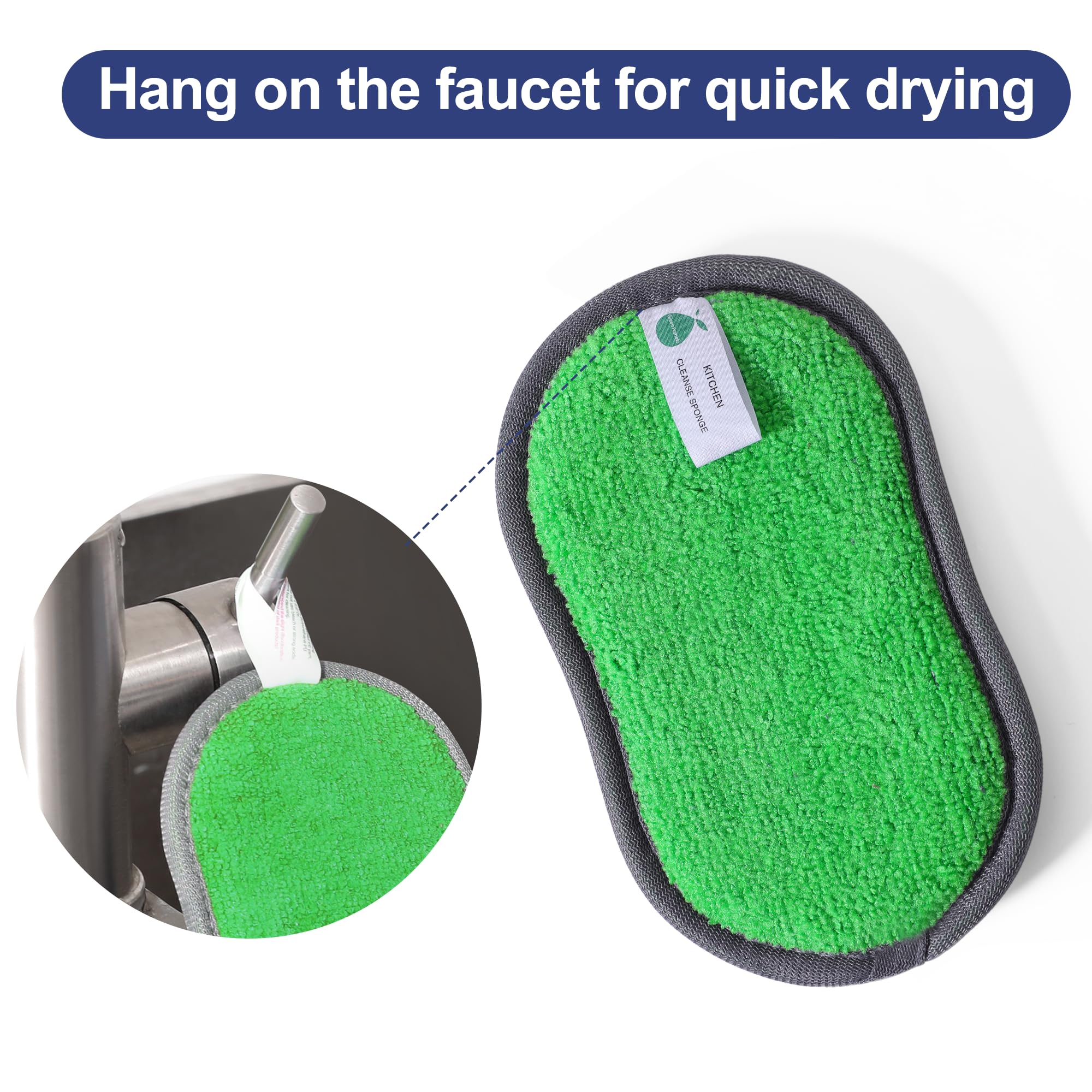 Esponjas multiusos para cocina, esponjas de microfibra de doble cara, estropajo de platos antiarañazos, esponjas de limpieza duraderas para platos, ollas, sartenes, cocina (paquete de 6)