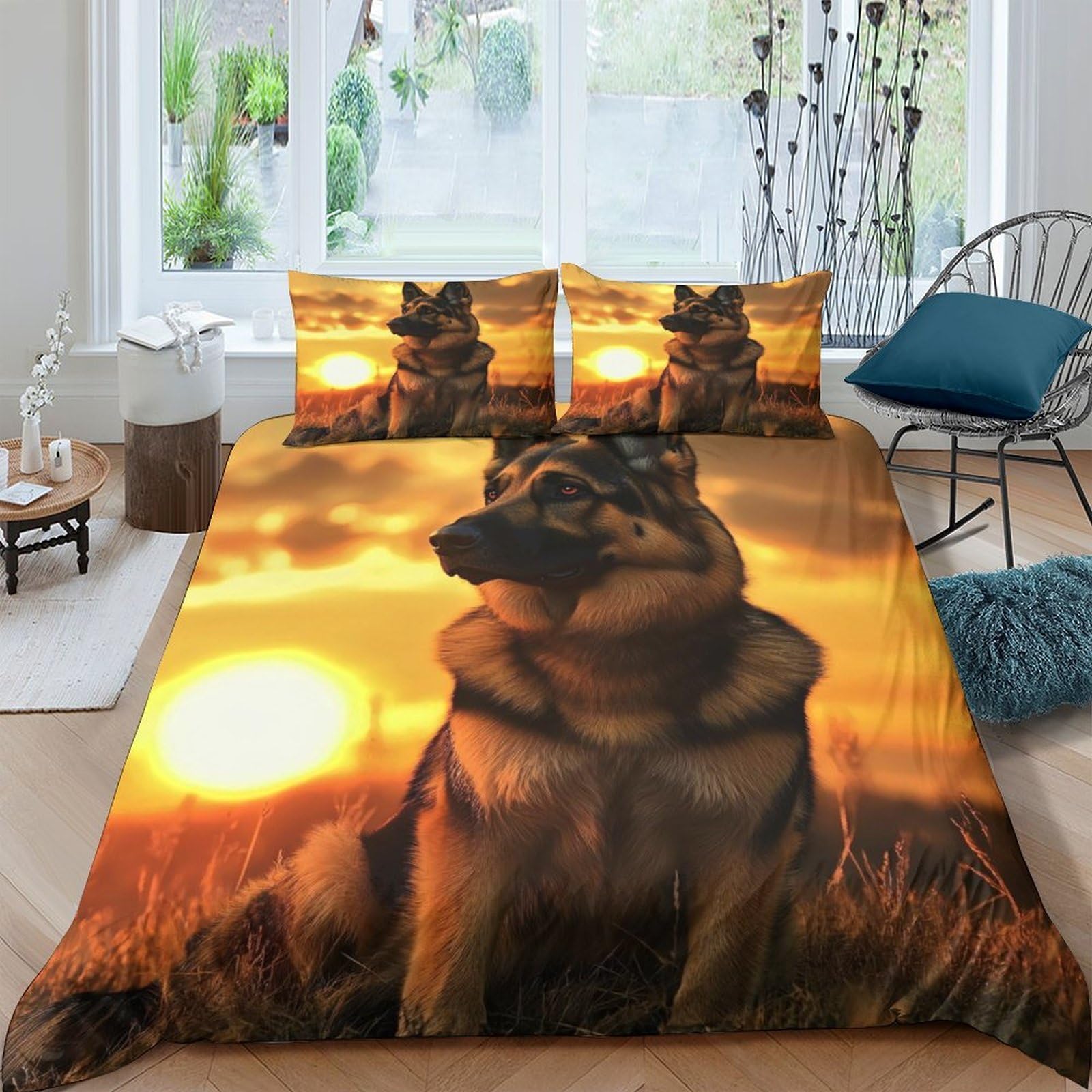 Ctjqhvkz Style-7 3D Printed Sunset Wolf Fitted Sheet Microfiber Soft Anti-Slip Bed Sheet For Bedroom Decor Mattress Cover Single（135X200cm）