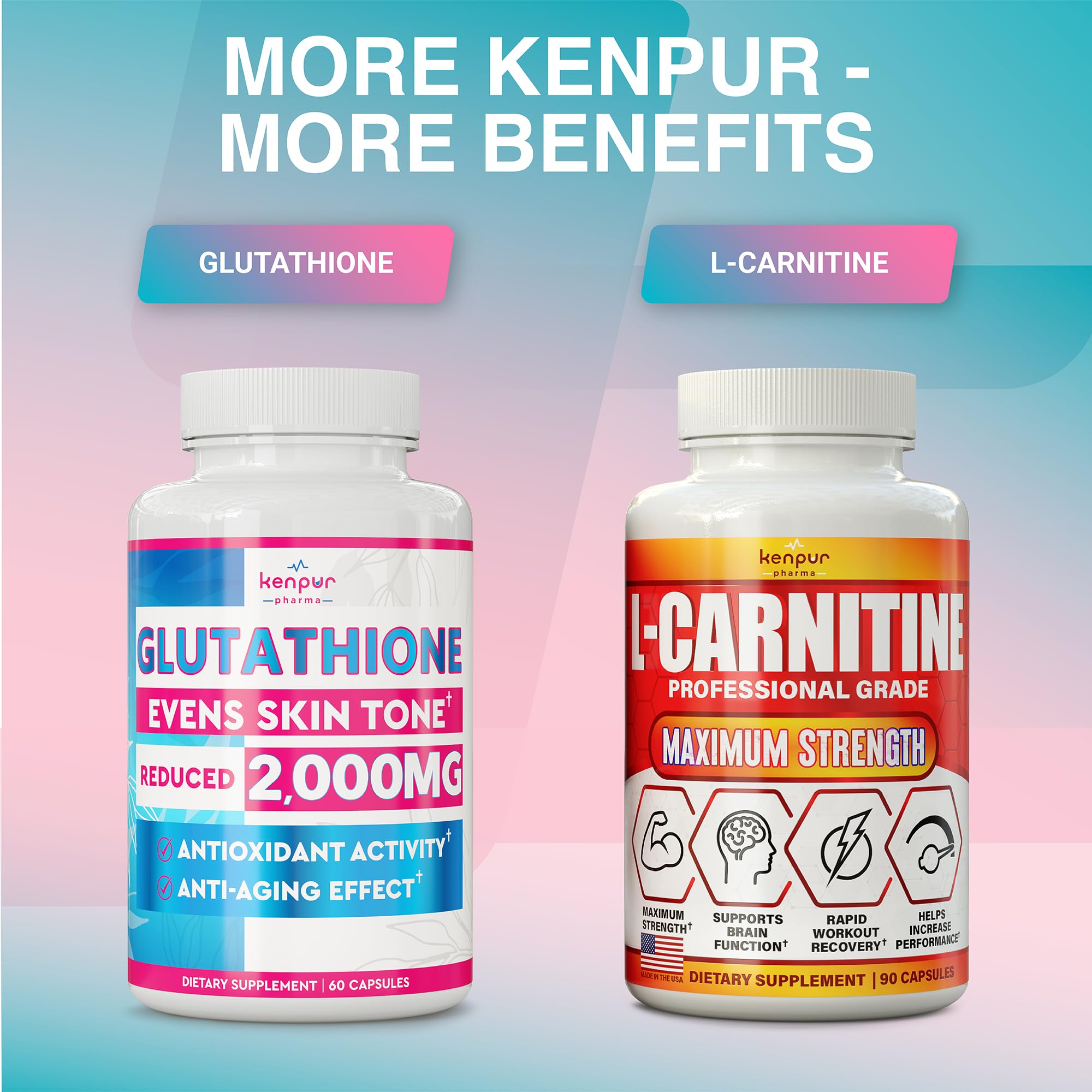 kenpur pharma glutathione 2 Pack Liposomal Glutathione Supplement Premium Reduced Glutathione Pills  Dark