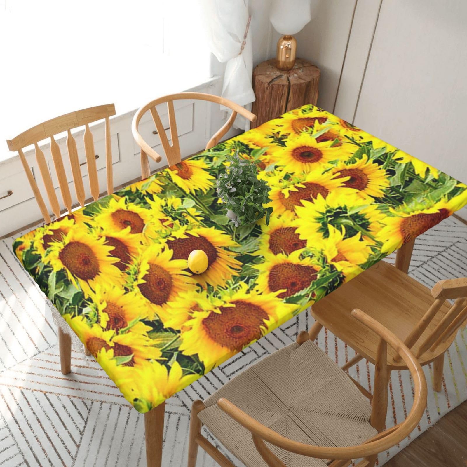 BNVSADC Sunflowers Printed 5FT Tablecloth Polyester Kitchen Water Resistant Table Cloth Dining Table Decoration Table Covers, 152x76 CM