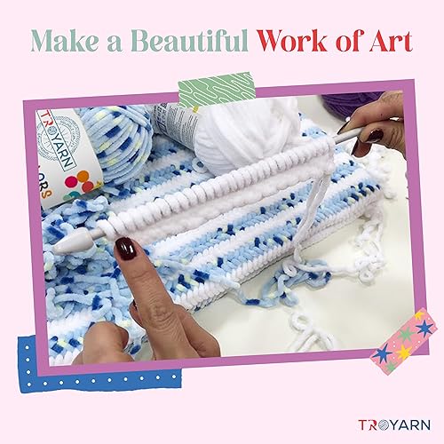 Miniatura 4 de Troyarn Ovillo de terciopelo de chenilla para manta de bebé, hilo amigurumi para tejer y tejer, súper voluminoso, 3.53 oz (131 yardas) (10204)