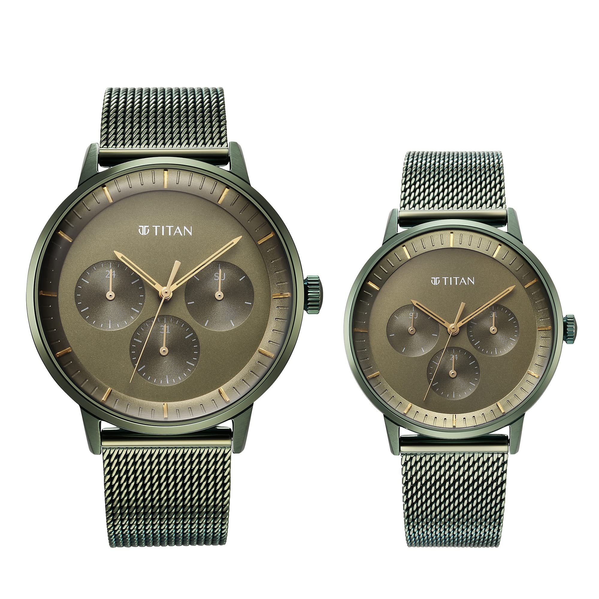Titan Bandhan Green Dial Quartz Multifunction Stainless Steel Strap Watch for Couple-NS9400694206QM02P (B0BWDJTQLT) Amazon Price History, Amazon Price Tracker