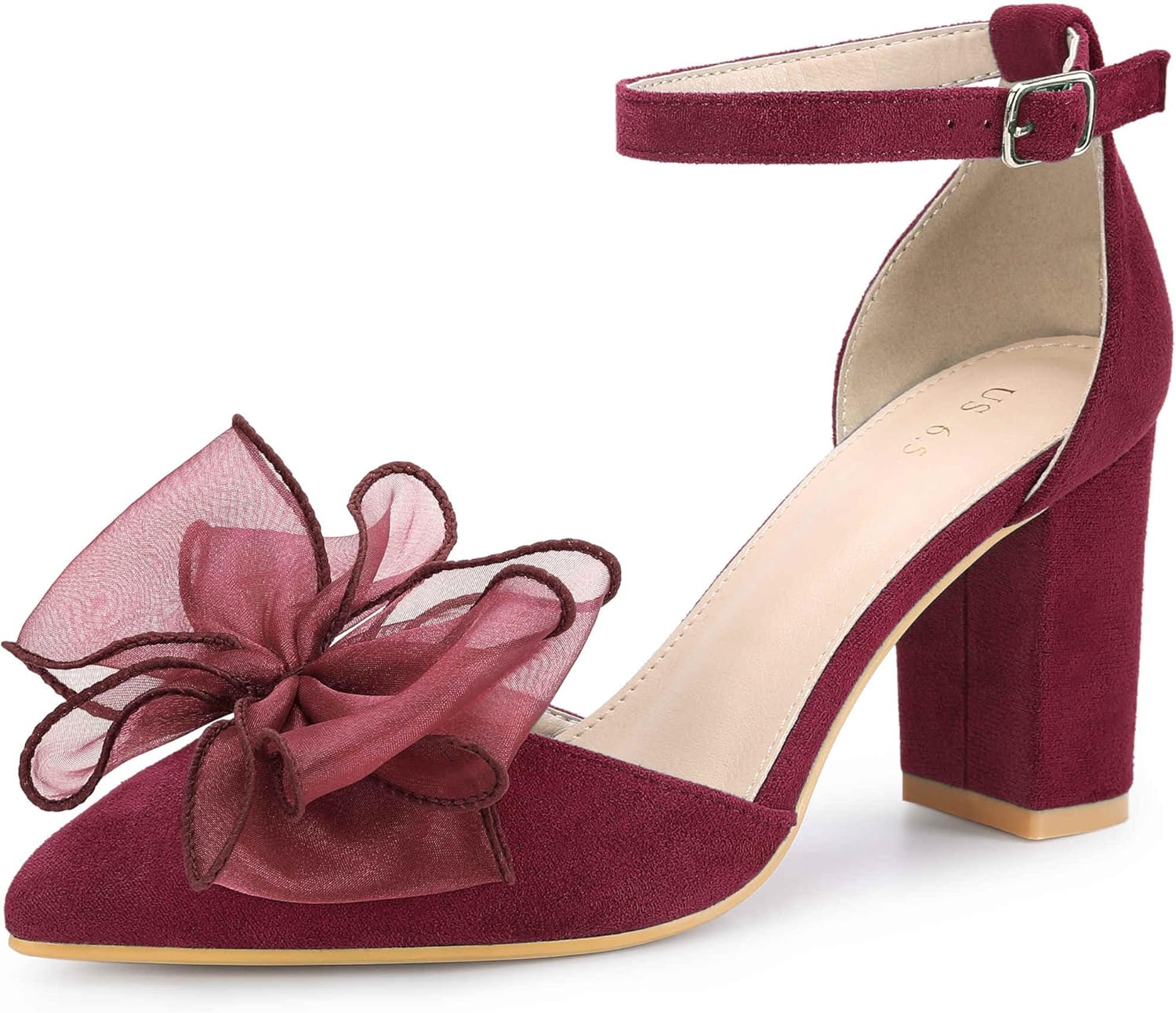 Allegra K Women's Bow Heels Closed Toe Chunky Heel Pumps Sandals