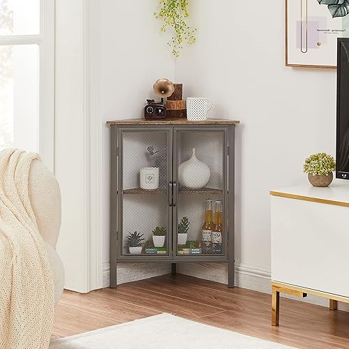 Miniatura 8 de VECELO Armario de 3 niveles, estantes de exhibición con malla de almacenamiento independiente para espacio pequeño, sala de estar, cocina,