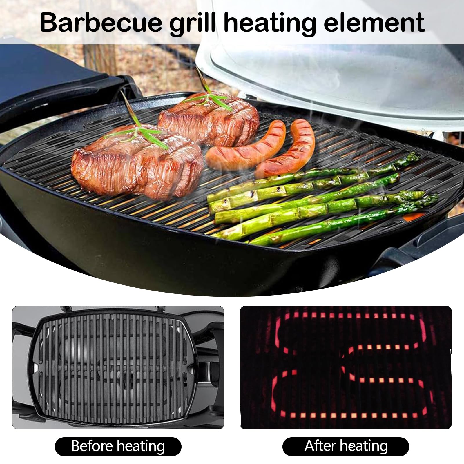 Elemento Calefactor para Weber Q240 Q2400 66816 Parrilla EléCtrica Repuesto para Weber Q240 Q2400 Parrilla Exterior Compatible con Elementos Calefactores De 230v 2200w