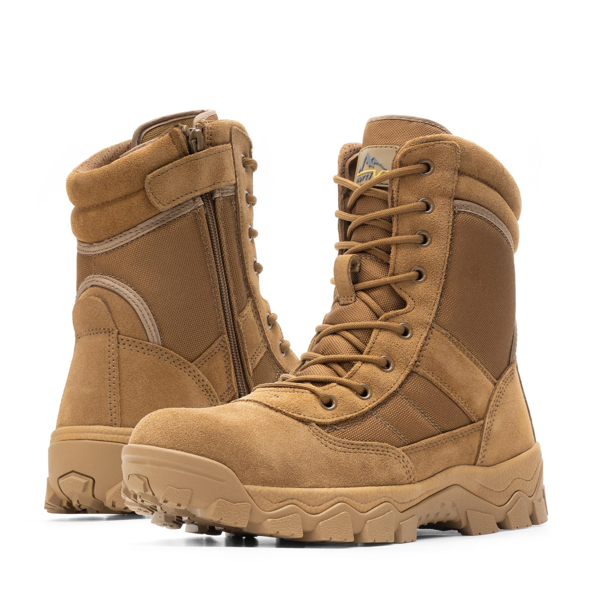 NORTIV 8 Men's Tactical Military Work Boots Side Zipper Outdoor Motorcycle Combat Boots 8 Inches 2.0 Trooper-pro