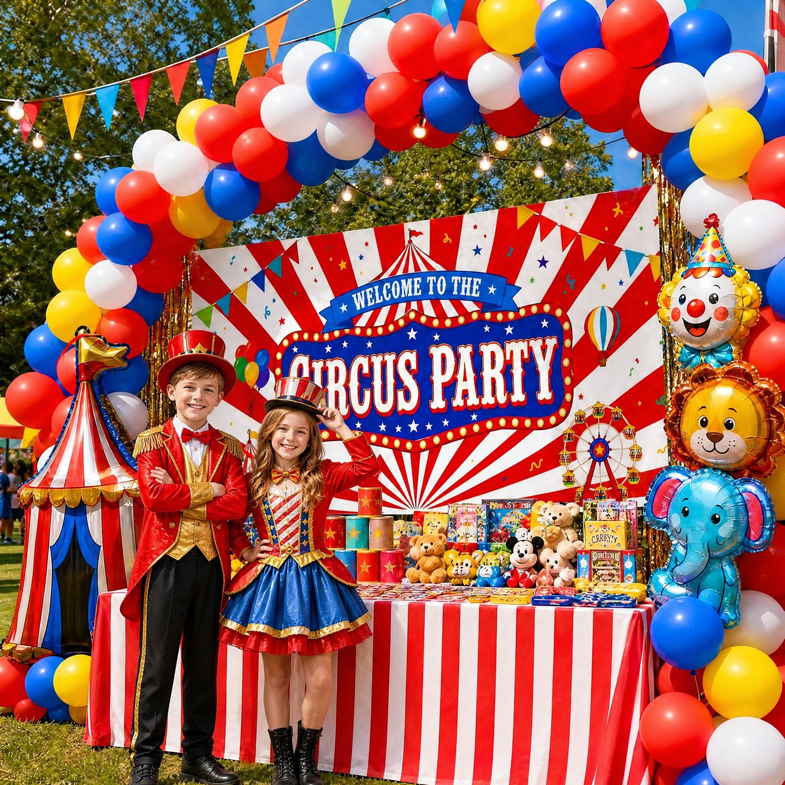 LovesTown Welcome to the Circus Party Backdrop, 70.9 x 35.4 in